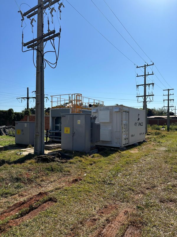 The HK3 container with its own transformer and switchgear, fed straight from the medium-voltage line.